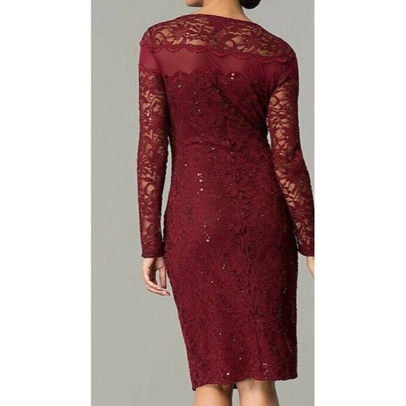 MARINA WOMEN'S BURGUNDY  LACE DRESS SIZE 10 #168 - Picture 12 of 12